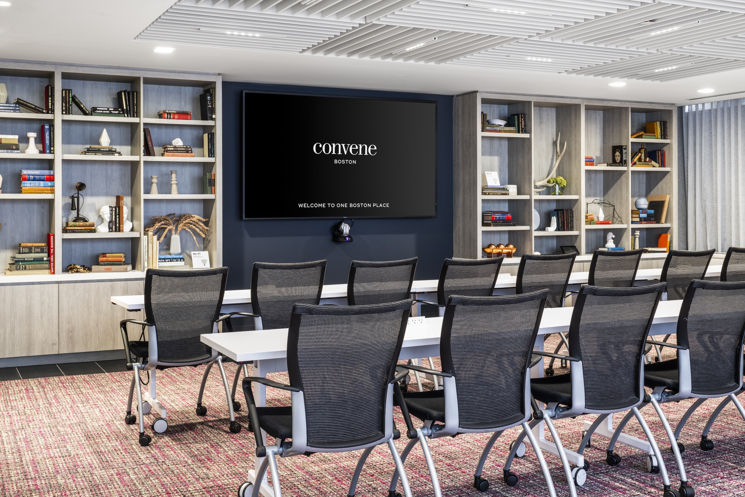 Convene Library with classroom style tables